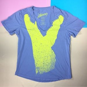 Vitamins Clothing Crocodile Alligator Graphic V Neck T Shirt  Medium Preloved